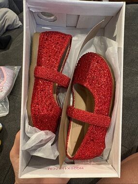 Girls Red Glitter Mary Jane Shoes size 4 toddler
